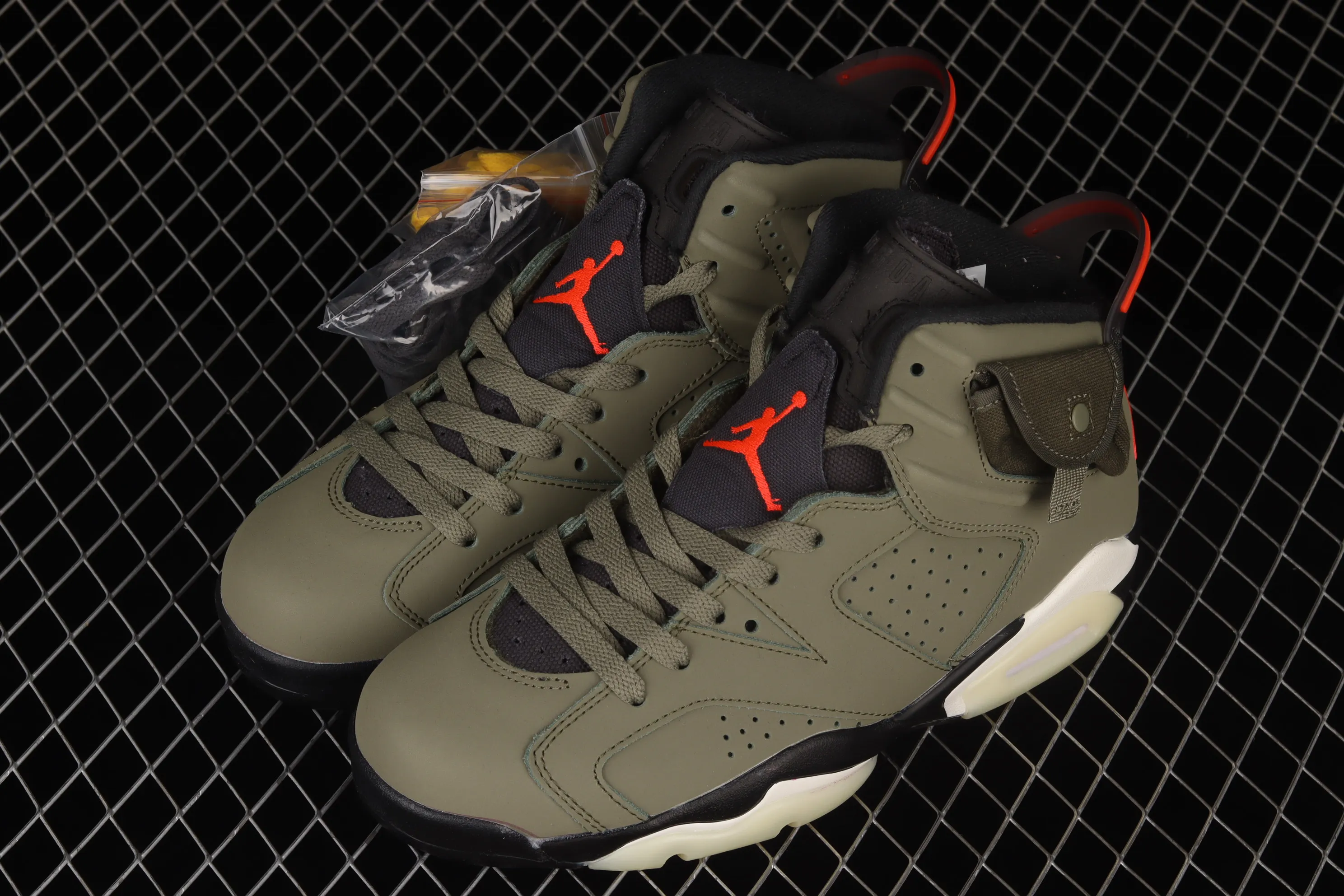 All Categories Air Jordan Jordan Series Basketball Shoes Air Jordan 6 Travis Scott x Air Jordan 6 AJ6 TS Joint Pocket Army Green Basketball Shoes CN1084-200